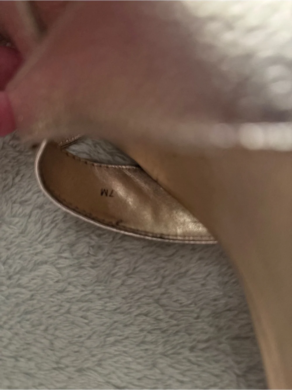 Nine West Metallic Rose Gold Crisscross Wedge Sandals